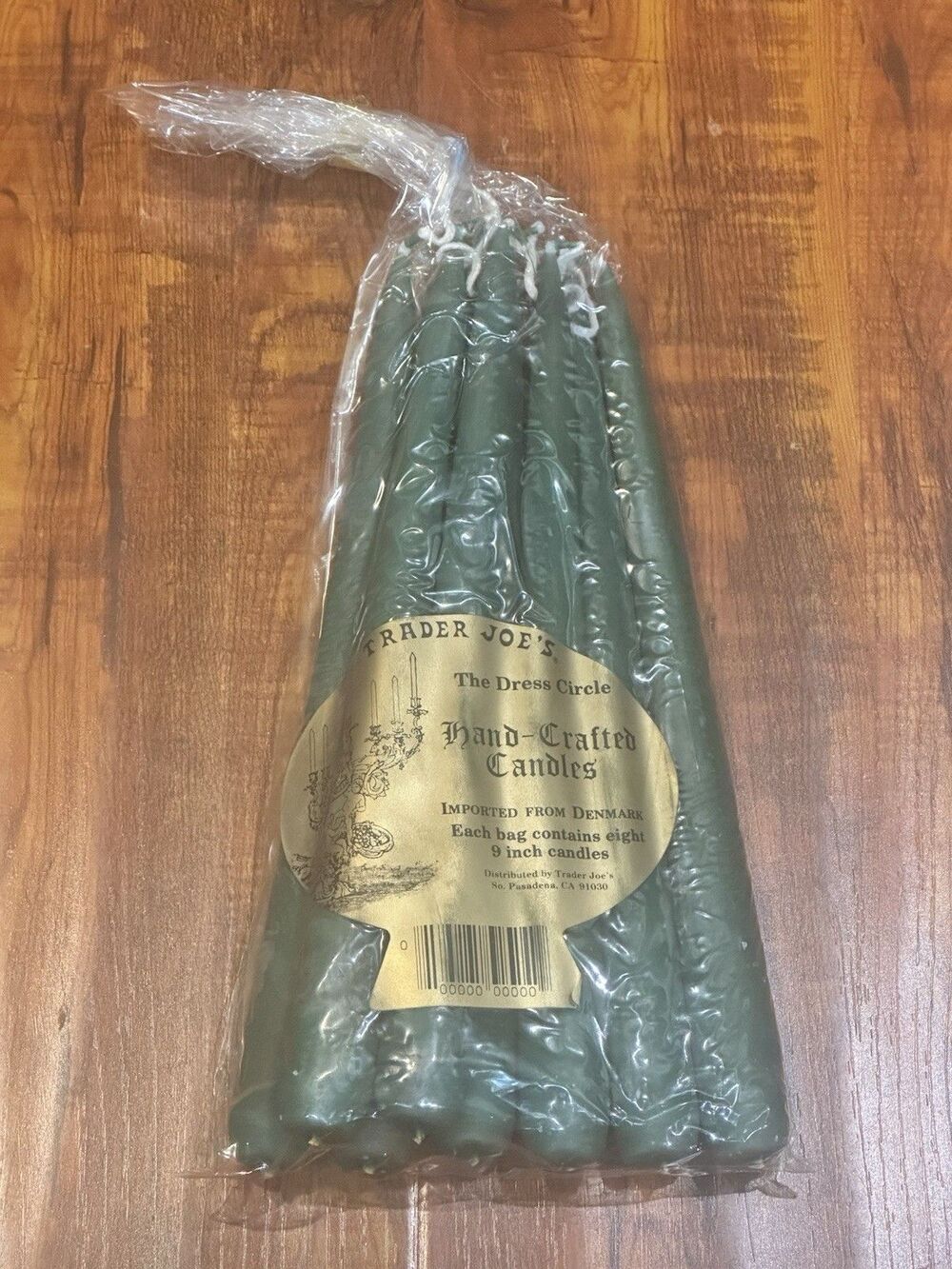 VTG Trader Joe's Made in Denmark Handcrafted 9” Green Taper Candles - 8 Total